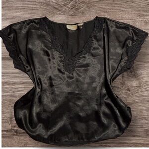 Vintage Victoria's Secret Gold Label Black
Satin Lace Trim Top